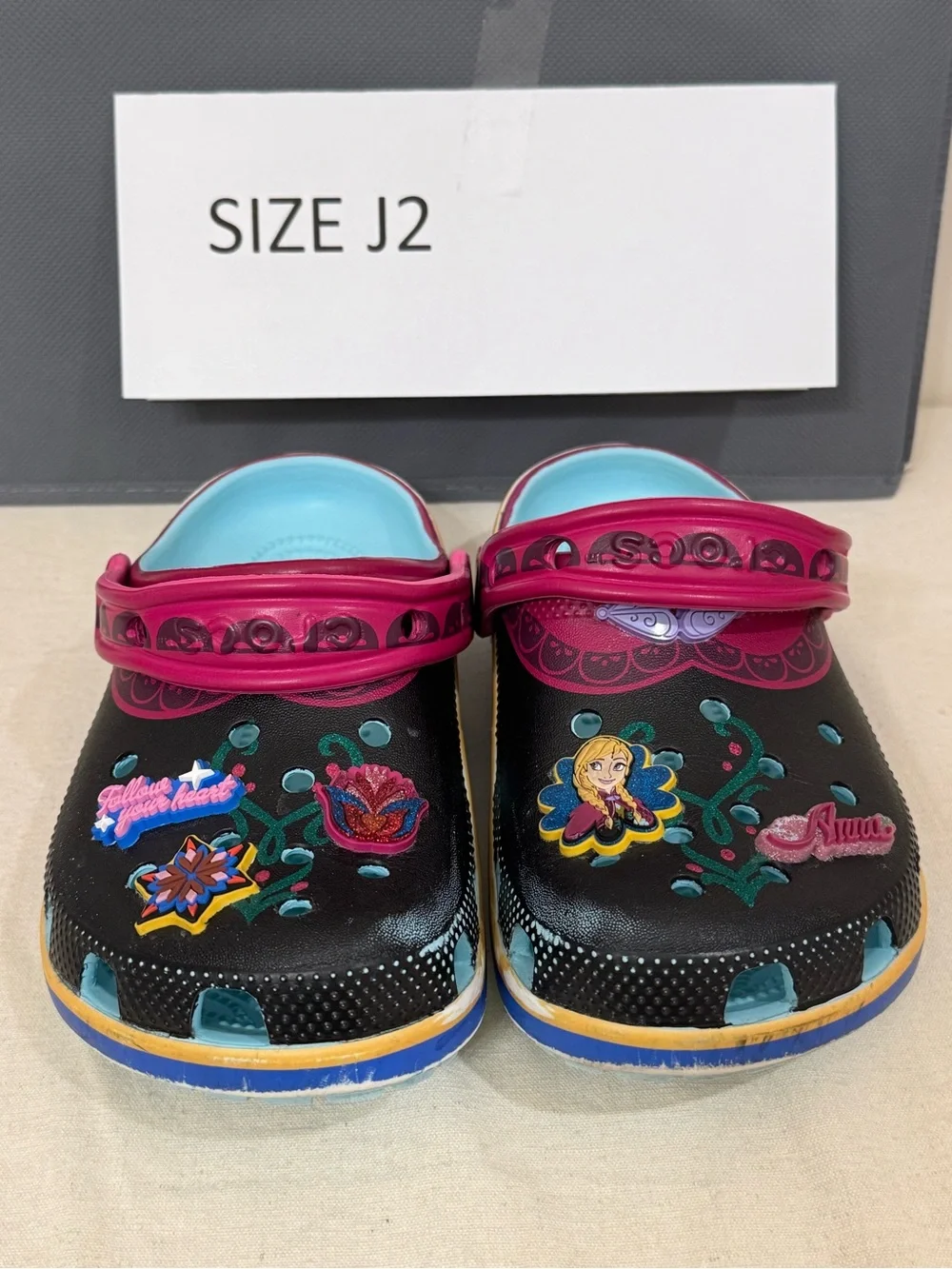 CROCS Kids' Disney Frozen Anna Classic Clog - size J2